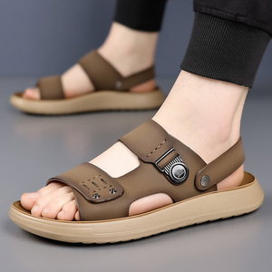 Men's Summer Outdoor Steel Toe Arch Support <b>Sandals</b> PU Leather Upper Lightweight Cushioning Beach Walking Casual Open Toe <b>Sandal</b> - Product Image 4
