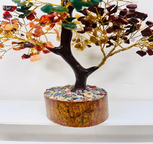Árbol de siete Chakras, piedra de ágata con estampado único, artesanía con cristales semipreciosos para el equilibrio energético y la decoración artística del hogar - Product Image 4