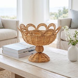 Corbeille à fruits en rotin avec poignée, forme tulipe, pour le rangement et la présentation en cuisine - Product Image 3