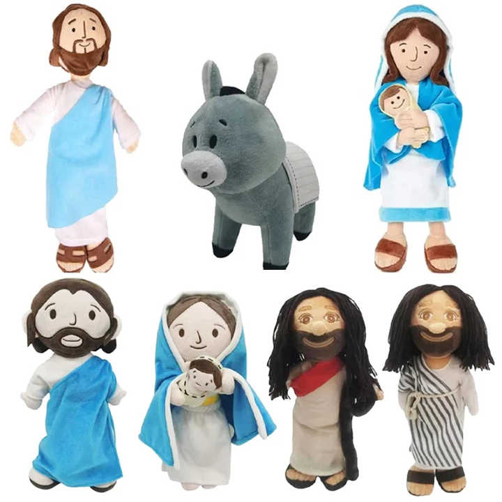 Jesus Plüschfigur 32 Cm – Kuschelige Puppe Aus PP-Baumwolle Mit Kreuzanhänger
