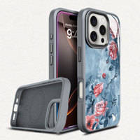 Nouvelle fleur verre trempé anti-rayures antichoc TPU anneau en métal couverture de téléphone de charge sans fil pour iPhone 16 plus pro max étui