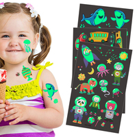Pegatinas de Tatuajes Temporales Luminosas Fluorescentes para Niños, Ecológicas, Personalizadas, 16 Hojas, Resistentes al Agua, con Dibujos Animados Lindos