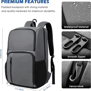Sac à dos de pickleball haut de gamme avec support OEM, expédition mondiale, poche avant à accès rapide, couche de mousse antichoc, ouverture verticale pour 4 raquettes - Product Image 1