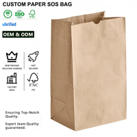 Sac en papier kraft brun personnalisé rectangulaire SOS pour boulangerie, emballage alimentaire, sac à lunch blanc avec logo