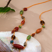 Collier long en perles multicolores à une couche, style bohème, perles irrégulières, bijoux cadeaux Comiya 2026