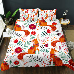 Ensemble de housse de <span class=keywords><strong>couette</strong></span> en microfibre 300 fils avec imprimé de <span class=keywords><strong>renard</strong></span> de la tour Eiffel en dessin animé 3D en gros pour l'hôtel et l'hôpital - Product Image 4