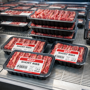 Frozen Food <b>Plastic</b> Trays <b>Packaging</b> Fresh Supermarket Black PP Disposable Meat Tray Blister Process Customizable Brand for - Product Image 1