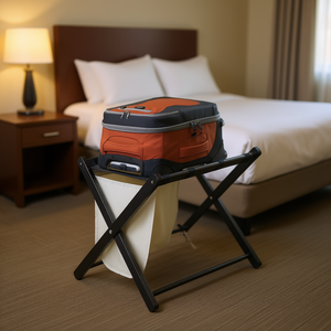 Portaequipajes Dora con Cesta de Tela Extraíble, Mueble Plegable para Hotel - Product Image 2