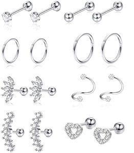 <span class=keywords><strong>Set</strong></span> di 8 Gioielli per Piercing Corporeo con Pietre CZ in <span class=keywords><strong>Acciaio</strong></span> <span class=keywords><strong>Chirurgico</strong></span> Inossidabile <span class=keywords><strong>Set</strong></span> di <span class=keywords><strong>Orecchini</strong></span> per Cartilagine - Product Image 2