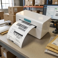 Printer Label Thermal Barcode Bluetooth Nirkabel 110mm 4x6 untuk Usaha Kecil, Opsional dengan Tempat Gulungan Kertas