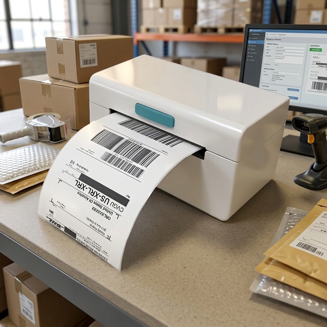 110mm Wireless Bluetooth 4x6 Thermal Shipping Label Barcode Printer for Small Business Optional Paper Roll Holder
