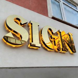 Fabrika Çıkışlı Paslanmaz Çelik Işıklı Tabela Dış Mekan Led Tabela Logosu Özel İşletme Tabelaları - Product Image 1