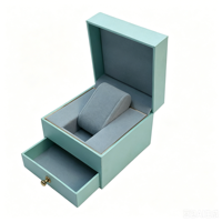 Boîte cadeau de luxe carrée à double couche pour montres et bijoux, avec tiroir, en papier écologique de qualité supérieure, coussin en velours et garniture or rose