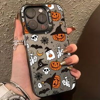 Coque de téléphone à motif de citrouille Imd Antichoc et anti-téléphone pour iPhone 13 Pro Max 14 Pro Max 15 avec fleurs