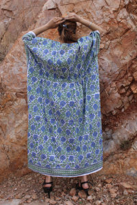 100% Cotton Hand Block Printed <b>Kaftan</b> Elegant Floral Print Embellished Border Casual Boho Modest Pure Indian Clothing <b>Kaftan</b> - Product Image 3