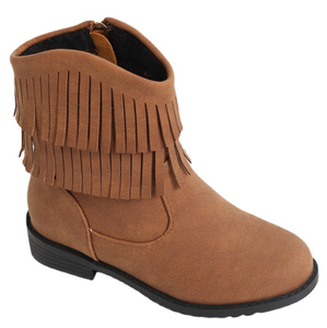 Bottines à franges en daim marron pour femmes, bottes d'hiver pour enfants, bottes d'hiver en cuir pour enfants - Product Image 1