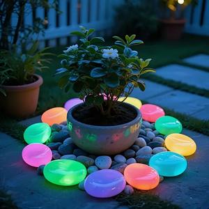 Décorations de <span class=keywords><strong>jardin</strong></span> pour aquarium Glow in the Dark Pebble Stones Glowing Luminous Lighting Fluorescent Cobbles - Product Image 2