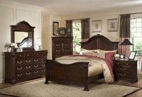 Ensemble de chambre à coucher blanc américain - Lit traîneau Queen Size, commode à 5+ tiroirs, bois de peuplier, sculptures ornées, décor vintage intemporel