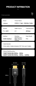 Video Mới Nhất Đa Phương Tiện Tốc Độ Cao Tùy Chỉnh 60Hz Độ Phân Giải A201 <span class=keywords><strong>HDMI</strong></span> 2.1 Cáp 8K Dây Đồng Hợp Kim Nhôm Phiên Bản - Product Image 6