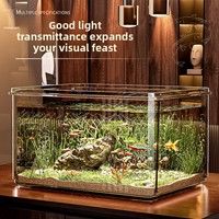 Acuario Acrílico Transparente Pequeño, Pecera Redonda Portátil de Escritorio, Hábitat Duradero para Tortugas, Decoración para Hogar u Oficina