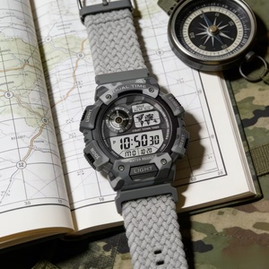 Reloj Deportivo Digital 3ATM Resistente al Agua para Hombre, Reloj Deportivo con Función de Cuenta Regresiva, Correa de Nailon Trenzado con Hebilla Deslizante LED - Product Image 5