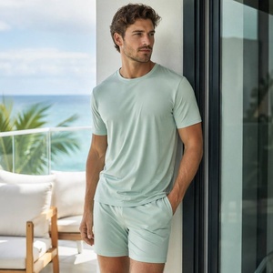 <span class=keywords><strong>Pyjama</strong></span> en viscose de bambou de haute qualité, ensemble de <span class=keywords><strong>pyjama</strong></span> court d'été doux pour hommes, vêtements de nuit en modal haut de gamme pour hommes - Product Image 1