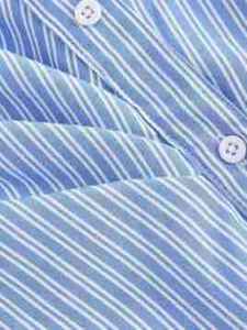 Blusa Cruzada a Rayas Azules y Blancas para Mujer - Camisa con Cuello y Cintura Ajustada con Dobladillo Asimétrico a la Moda - Product Image 4