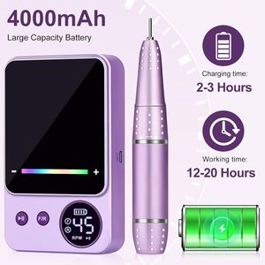 Taladro Eléctrico Profesional para Uñas de 45000 RPM, 11 Brocas, Removedor, Batería Recargable de Alta Capacidad de 4000 mAh - Product Image 3