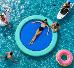 Plateforme aquatique gonflable en gros, ponton flottant rond pour la natation, la pêche, le yoga, l'exercice et les loisirs en plein air - Product Image 1