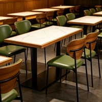 Ensemble de table et de chaises de restaurant personnalisé, sur le thème moderne minimaliste, en bois, pour salle à manger, café, salle privée, canapé, 4 personnes, usage commercial