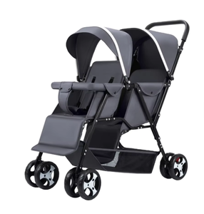 Ensembles de poussettes compactes pliables en lin, abordables, avec cadre en acier inoxydable, pour la vente en gros par le fabricant ; poussettes doubles détachables - Product Image 4