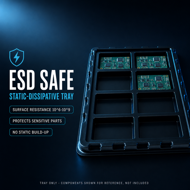 Custom ESD Safe Static-Dissipative ABS PC Vacuum Forming Tray for PCB Semiconductor Connector Automotive Electronics OEM ODM