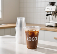 Couvre-gobelets recyclables avec logo personnalisé, diamètre 98 mm, 12, 16, 20, 24, 32 oz, gobelets en plastique transparent PET jetables pour thé au lait, café glacé