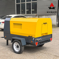 Compresseur d'air industriel à vis 185CFM 8 bars mobile avec moteur diesel Kubota pour travaux lourds, construction et exploitation minière