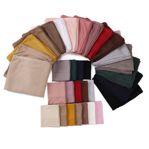 Hijab en jersey 100% modal uni 2026 avec bordure à double couture et bonnet assorti, respirant, protection solaire, pour activités de plein air, châle musulman - Product Image 1