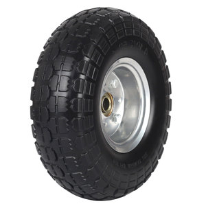 Neumático sólido de espuma PU de 10 \ "<span class=keywords><strong>con</strong></span> orificio de eje de 5/8 \" y buje compensado de 2,2 \ "4,10/3,50-4 \" <span class=keywords><strong>Rueda</strong></span> de <span class=keywords><strong>carretilla</strong></span> plana libre - Product Image 1