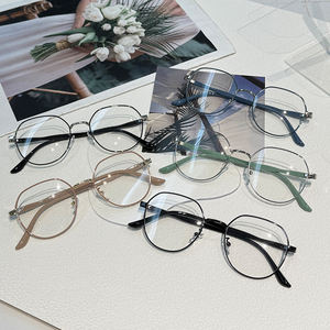 Student Myopia <strong>Glasses</strong> Male <strong>Korean</strong> Version of the Round Frame Handsome Degree Anti-blue Light High Definition Plain Lens Female - Product Image 1
