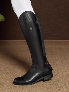 Bottes longues pour femme, automne 2025, nouveau style coréen, en PU, à rivets, hauteur genou, style cavalier, fermeture éclair arrière, chaudes, mi-hautes - Product Image 3
