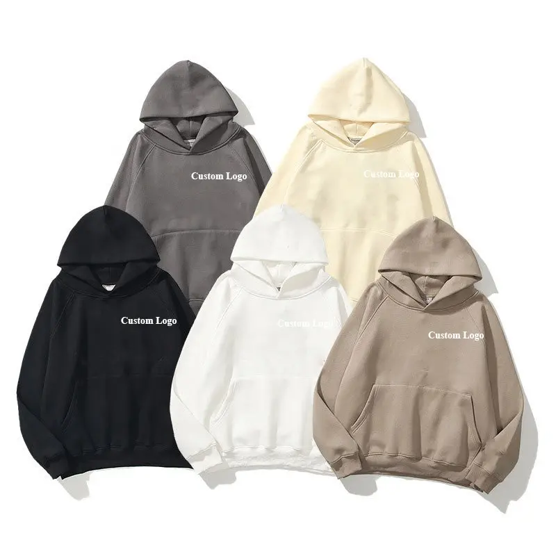 Cotton Pullover Hoodie 380g Long Sleeve Lightweight Oversize Sweatshirt With Front Big Pocket Pullover Hoodie No String