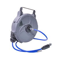 Outil de réparation automobile et d'entretien, gonfleur de pneus à tambour d'air automatique télescopique, avec tube de gonflage renforcé en PU à pince, Gris Bleu Chine