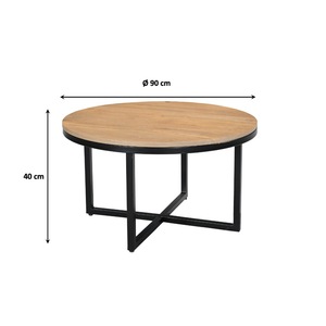 Elio โต๊ะกาแฟทรงกลมฐานเหล็กด้านบนทำจากไม้ธรรมชาติสำหรับห้องนั่งเล่นบ้านสำนักงานคาเฟ่ร้านอาหารโรงแรม - Product Image 2