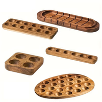 Bamboe houten eierenhouder met één laag, draagbaar dienblad, modern design, aangepast logo - milieuvriendelijk voor Kerstmis en Halloween
