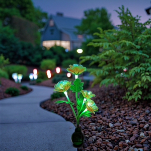 Lámpara de jardín de fibra óptica cambiante Multicolor de energía Solar IP65 Flor de peonía Artificial iluminación decorativa paisaje Acción de Gracias - Product Image 2