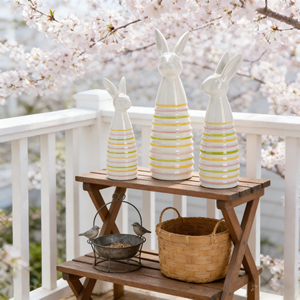 Ensemble de <span class=keywords><strong>d</strong></span>écoration en céramique pour Pâques - Œufs et lapins - <span class=keywords><strong>D</strong></span>écoration de table en <span class=keywords><strong>d</strong></span>écoupes pastel - Product Image 2