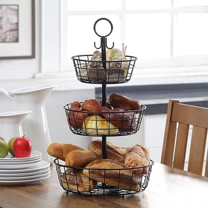 Amazon Venta caliente negro encimera francés país 3 de cesta de alambre soporte para almacenar <span class=keywords><strong>la</strong></span> organización de huevos y más - Product Image 4