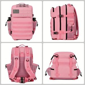 กระเป๋า900D กันน้ำหลากสี25 35ลิตรกระเป๋ายิม Molle กระเป๋าเป้สะพายหลังแนวยุทธวิธีสีชมพู - Product Image 6
