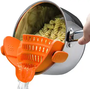 Adjustable Silicone Pan Drainer /Pot Strainer Food Sifting Sieve Draining Kitchen Filter Board Bowl Washing Rice