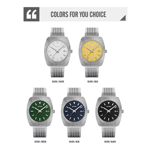 VVS Date Étanche Carré Montre Homme <span class=keywords><strong>Quartz</strong></span> Maille Acier Vente en Gros OEM ODM Faible MOQ - Product Image 3
