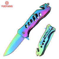 Couteau pliant en titane coloré portable YUEYANG, lame 3cr13, personnalisable OEM, pour la survie en plein air, le camping, l'usage industriel, le bricolage