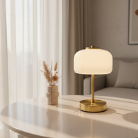 Lampe de table en fer forgé en forme de champignon, rechargeable par USB, sans fil, alimentée par batterie, LED, gradation progressive à 3 niveaux, lampe de bureau réglable, design moderne